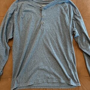 Arizona Jean Company Men's Heather Blue Long Sleeve Henley